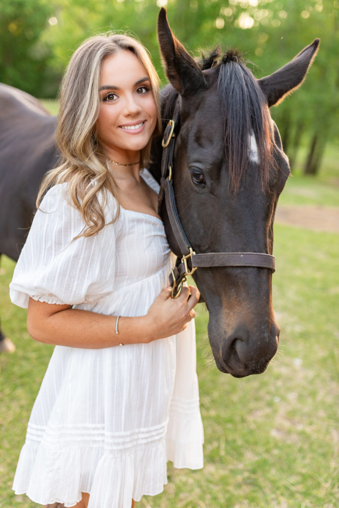 senior girl with black horse